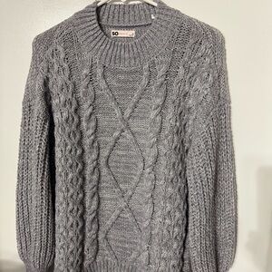 SO Heather Gray Cable Knit Sweater